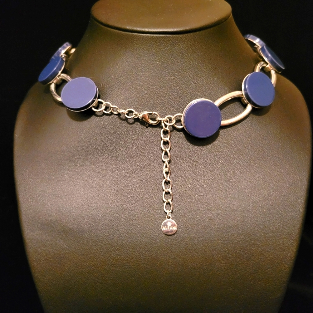 Estate Alfani Blue & Silver Chain Necklace - Picture 4 of 5